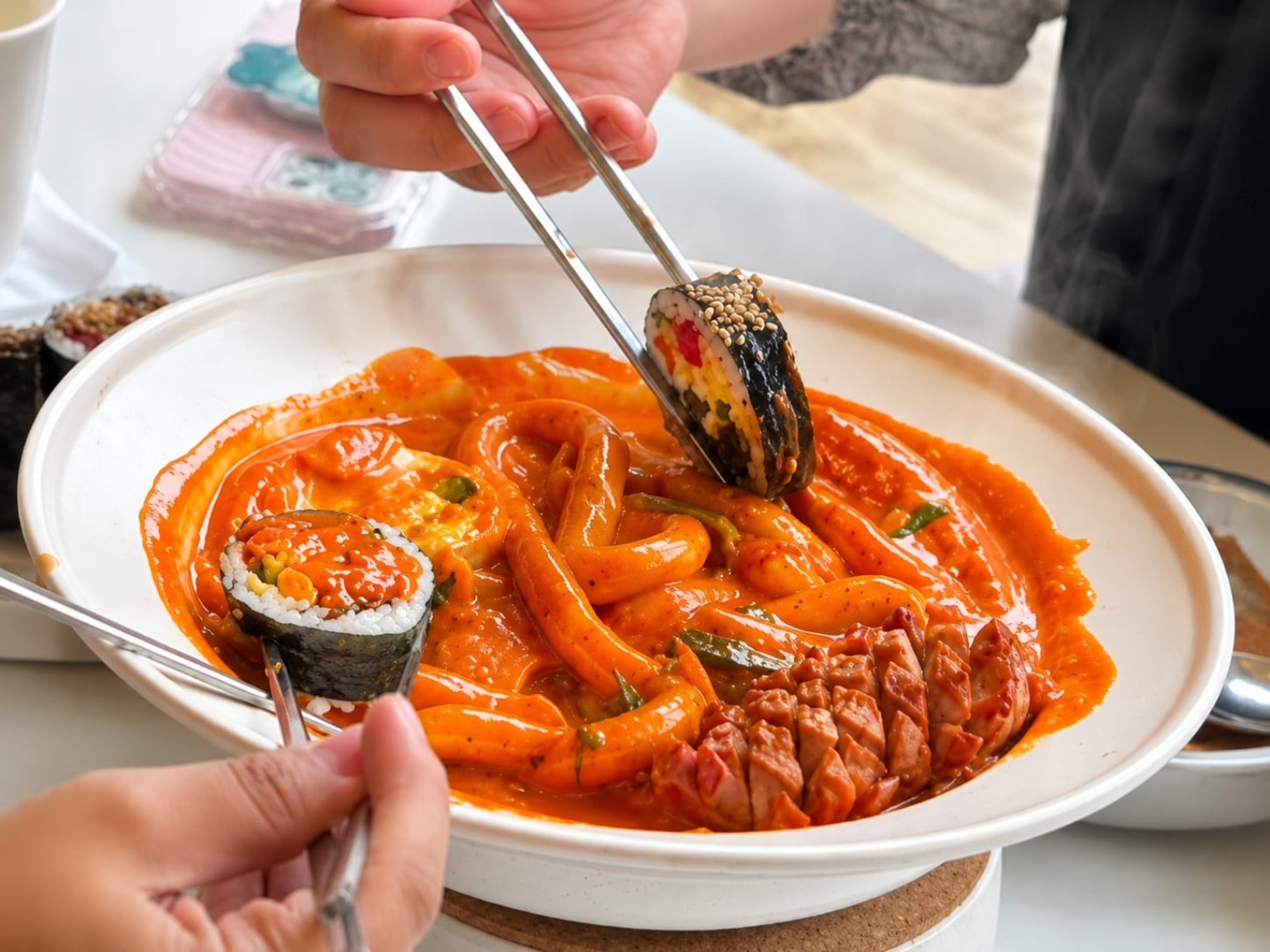 Actual ESSEL Gimbab dipped into Rose Sauce
