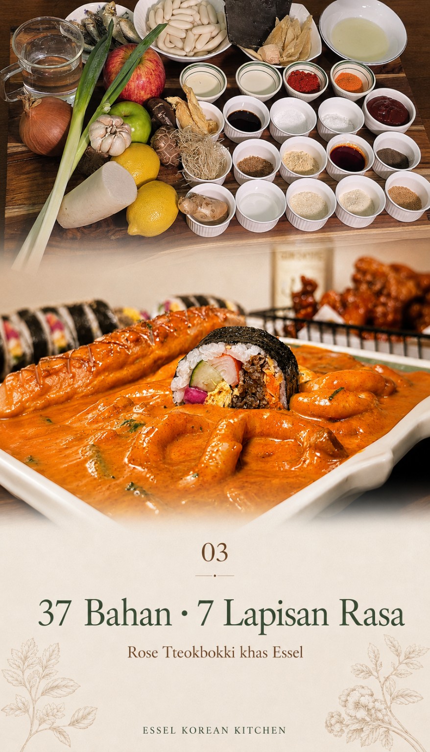 37 bahan dan 7 lapisan rasa Rose Tteokbokki khas Essel